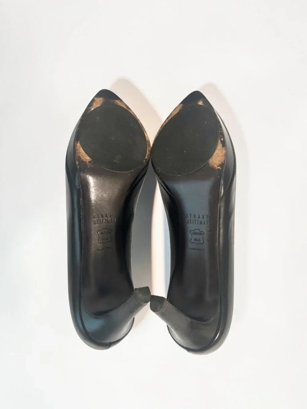 Stuart Weitzman Black Leather Pointed-Toe Pumps Size 9